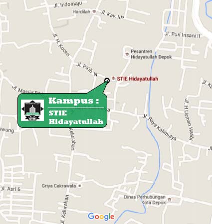 Lokasi dan Peta (Google Map) Sekolah Tinggi Ilmu Ekonomi Hidayatullah Depok Nomor